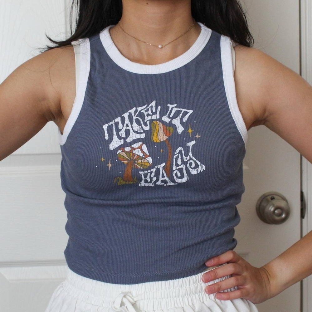 Hollister Gray and White Tank Top